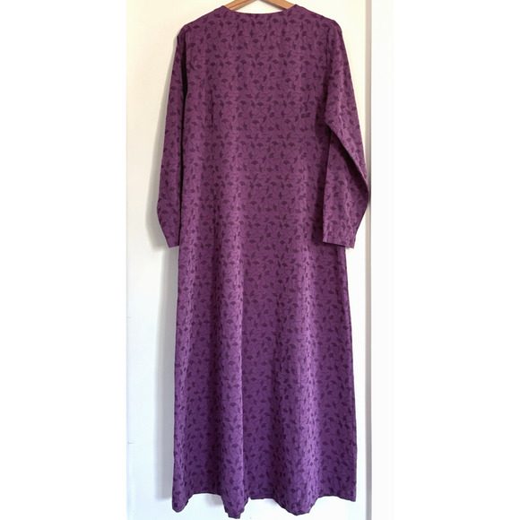 LL BEAN Floral Button Front Maxi Midi Dress Long Sleeve Purple Viscose Blend 12 - Picture 9 of 15